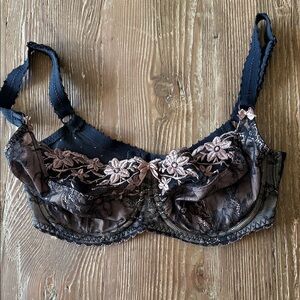 Fantasie Black and Tan Embroidered Lace Bra